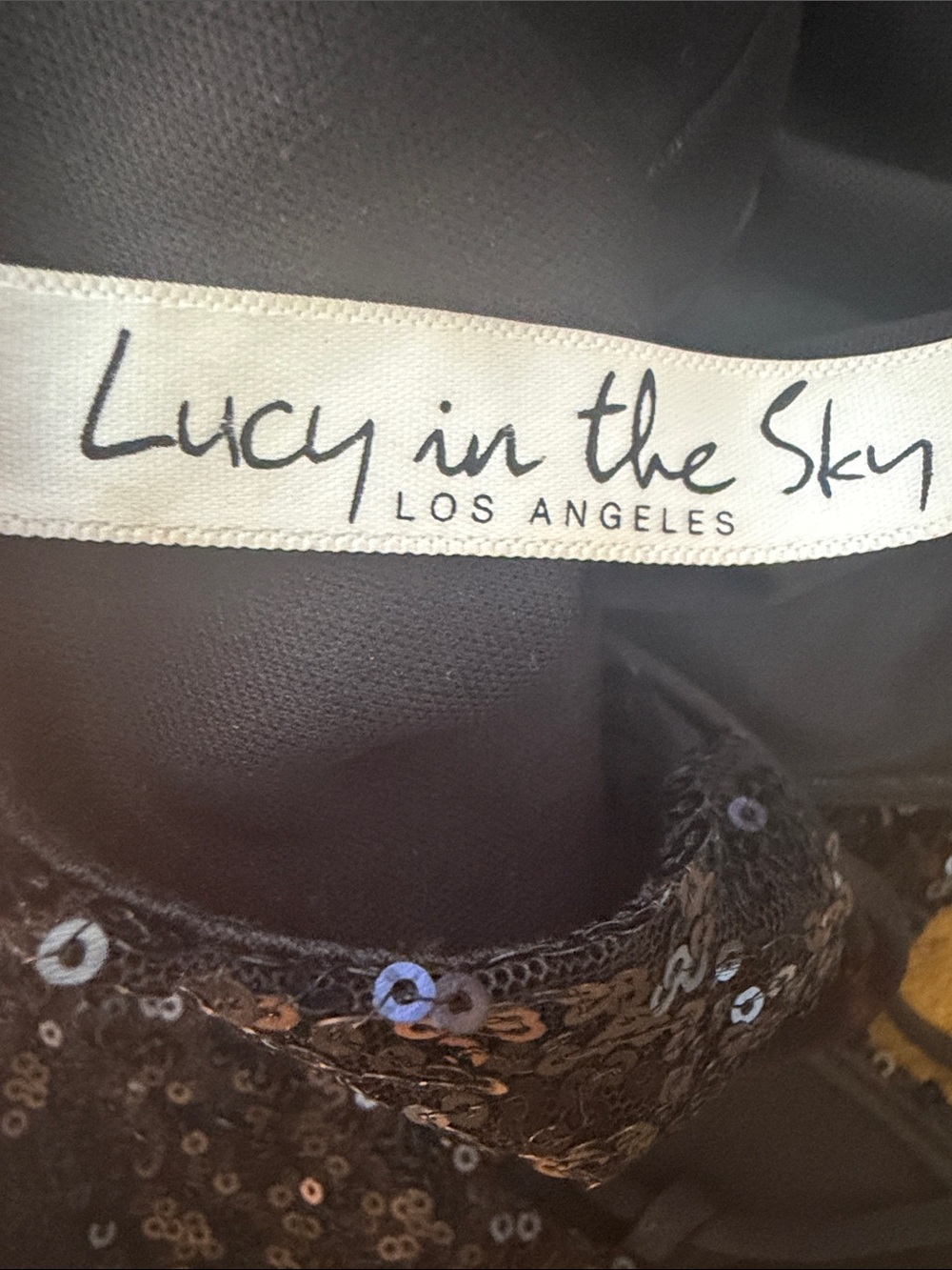 Lucy in the Sky Black Sequin Cocktail Party Mini Dress. Sz M - Picture 9 of 10